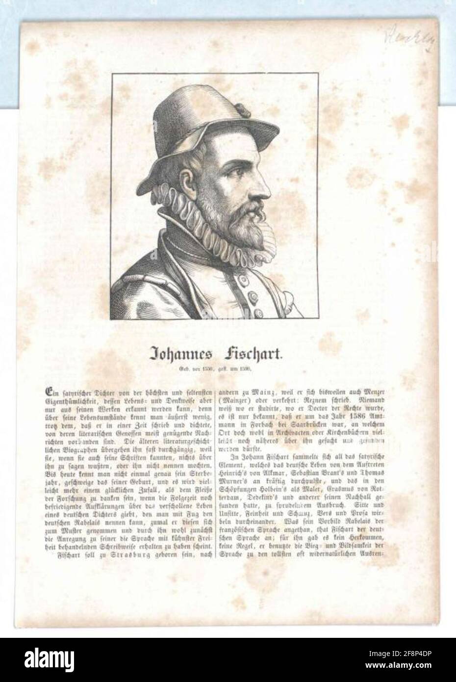 Fischart, Johann. Stockfoto