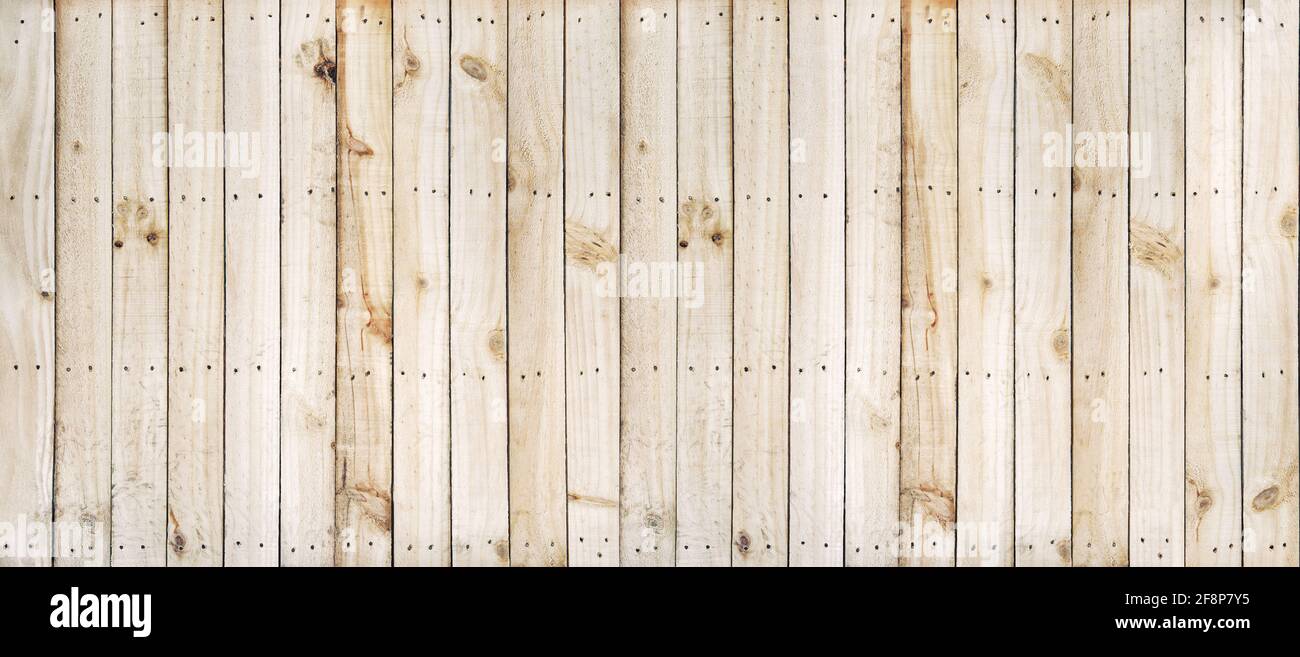 Holzhintergrund mit natürlichem Holzmuster. Zaun mit Nägeln Stockfoto