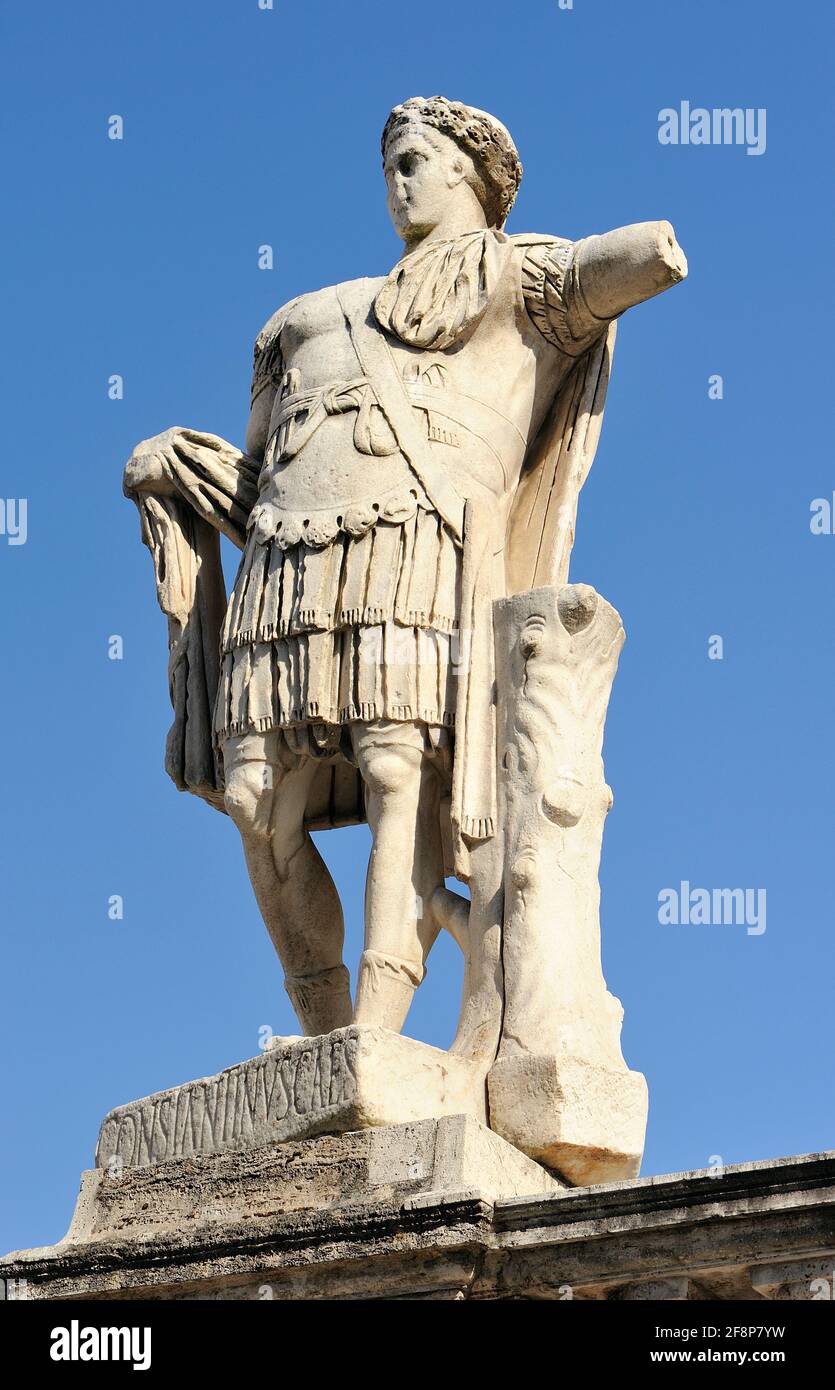 Italien, Rom, Campidoglio, Statue von Konstantin II., römische Skulptur Stockfoto