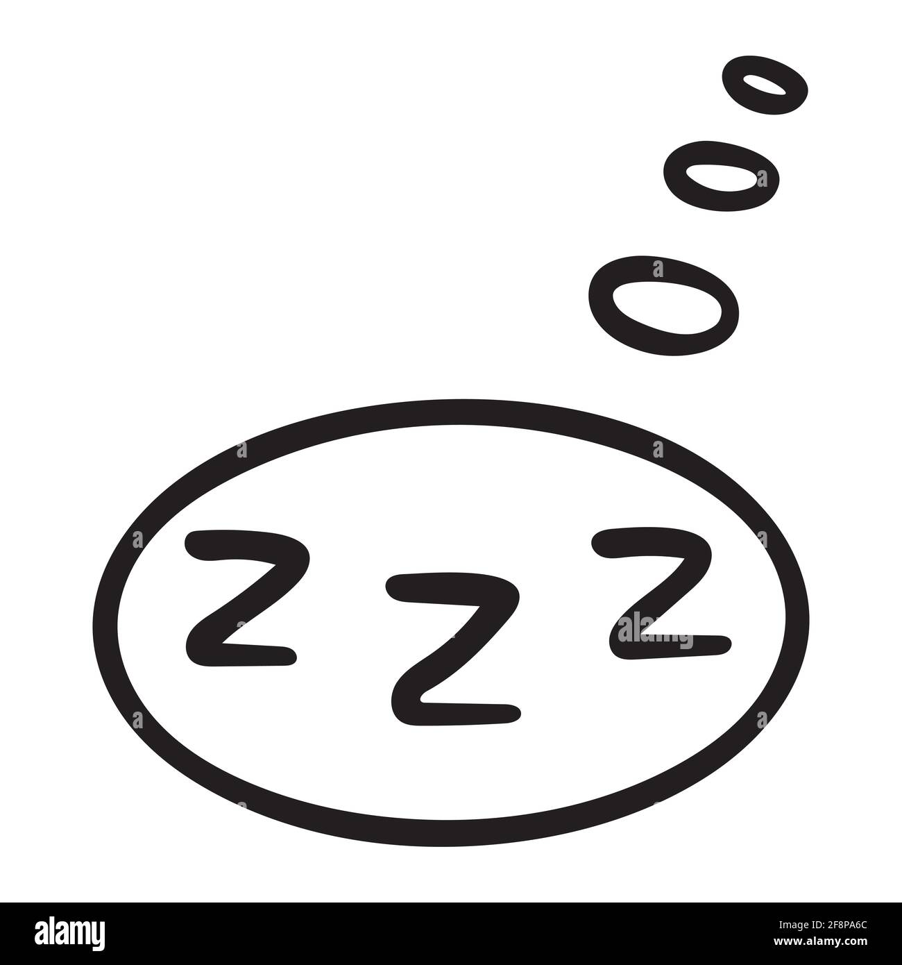Energiesparsymbole zzz. Handgezeichnetes Zzz in einer Sprechblase. zz schlafende Nacht Zeichen-Symbol Stock Vektor