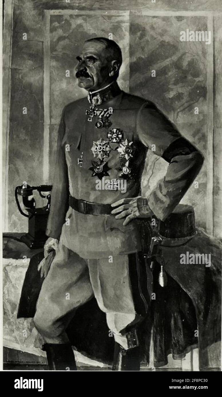 Kopie eines Ölgemäldes von General Charles von Tersztyansky von Nadas, Armeekommandeur der 3. Armee des Krieges Gemälde Zador, Juni 1917. Stockfoto