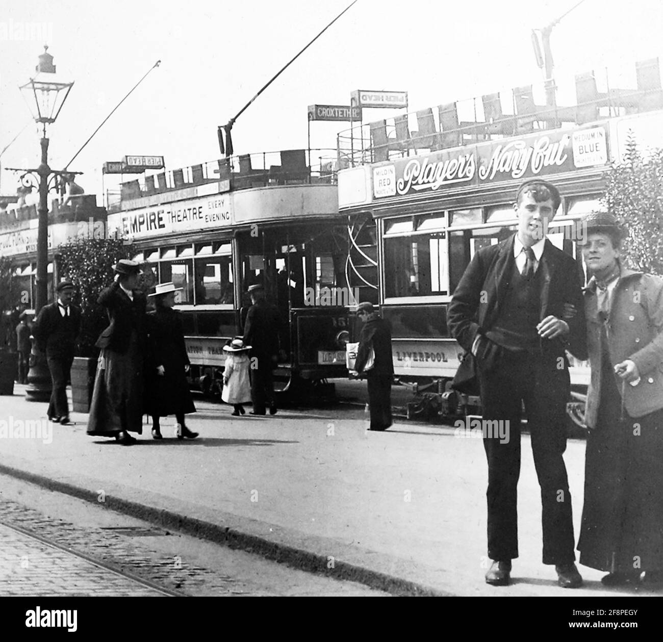 Pier Head Straßenbahnhaltestelle, Liverpool, Anfang des 19. Jahrhunderts Stockfoto