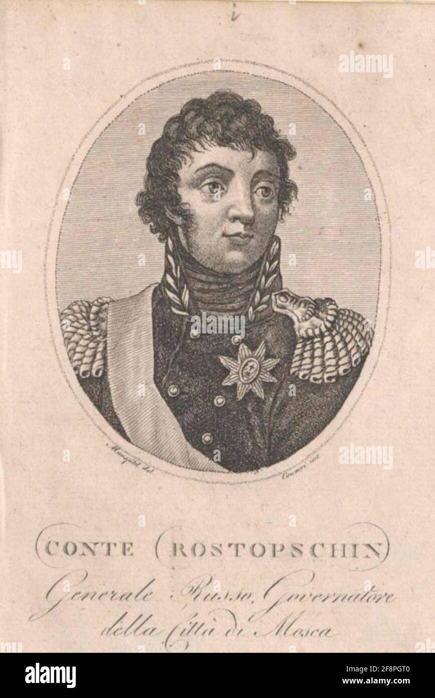 Rostoptschin, Fedor Wasilewitsch Graf. Stockfoto
