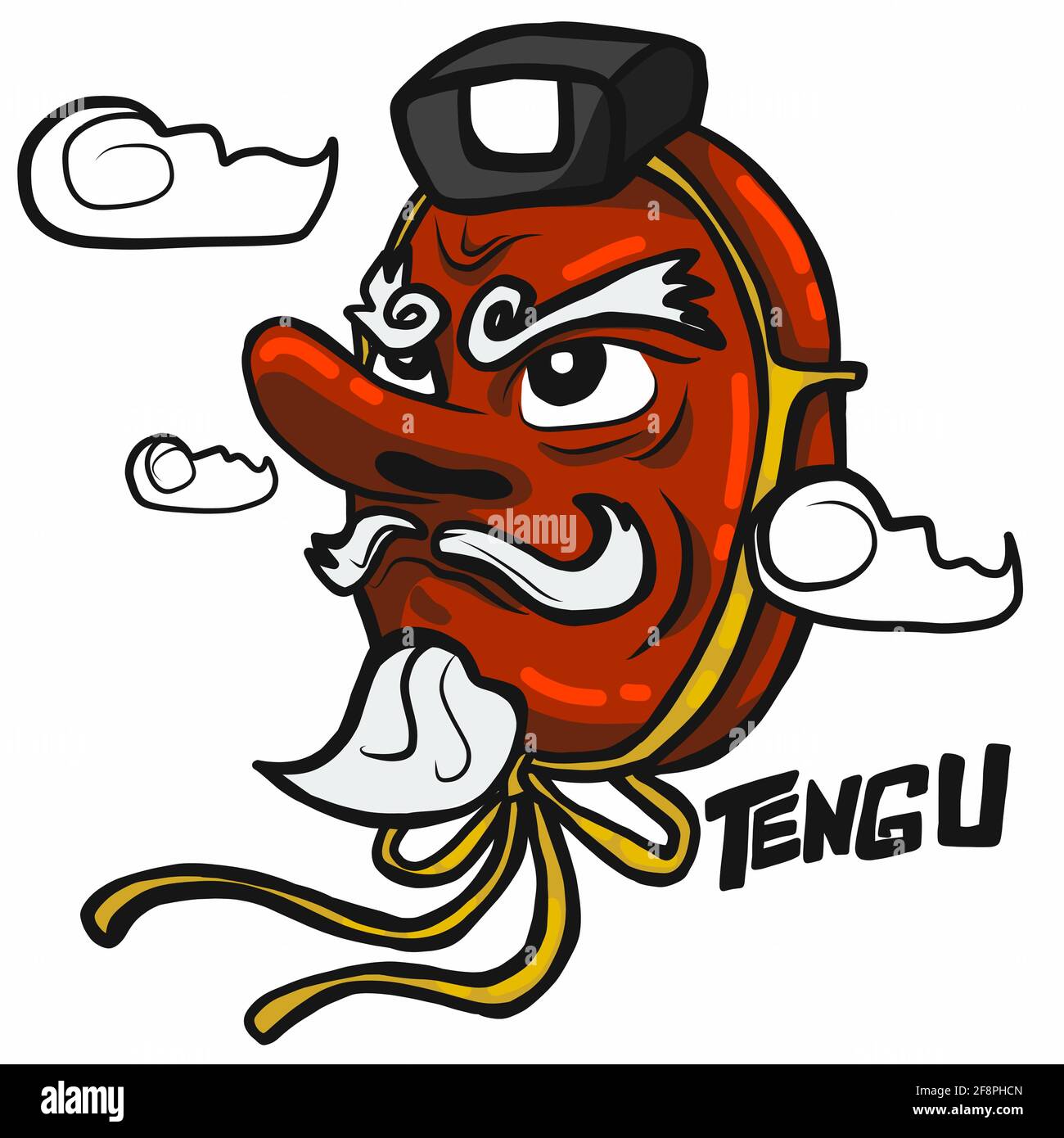 Tengu Maske (japanischer vogelgott) Cartoon Vektorgrafik Stock Vektor