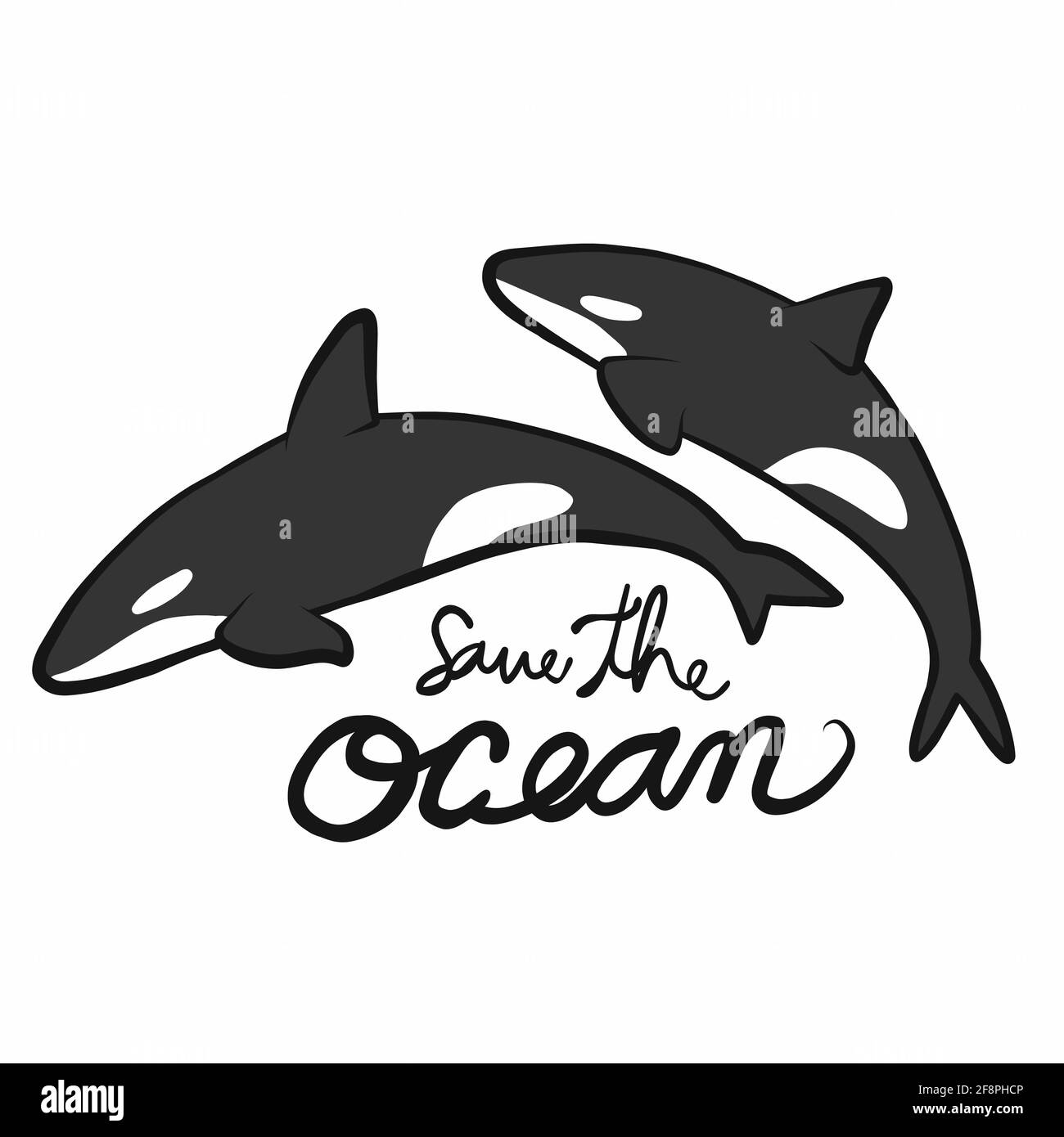 Whale Killer speichern Sie den Ozean Cartoon Vektor Illustration Stock Vektor