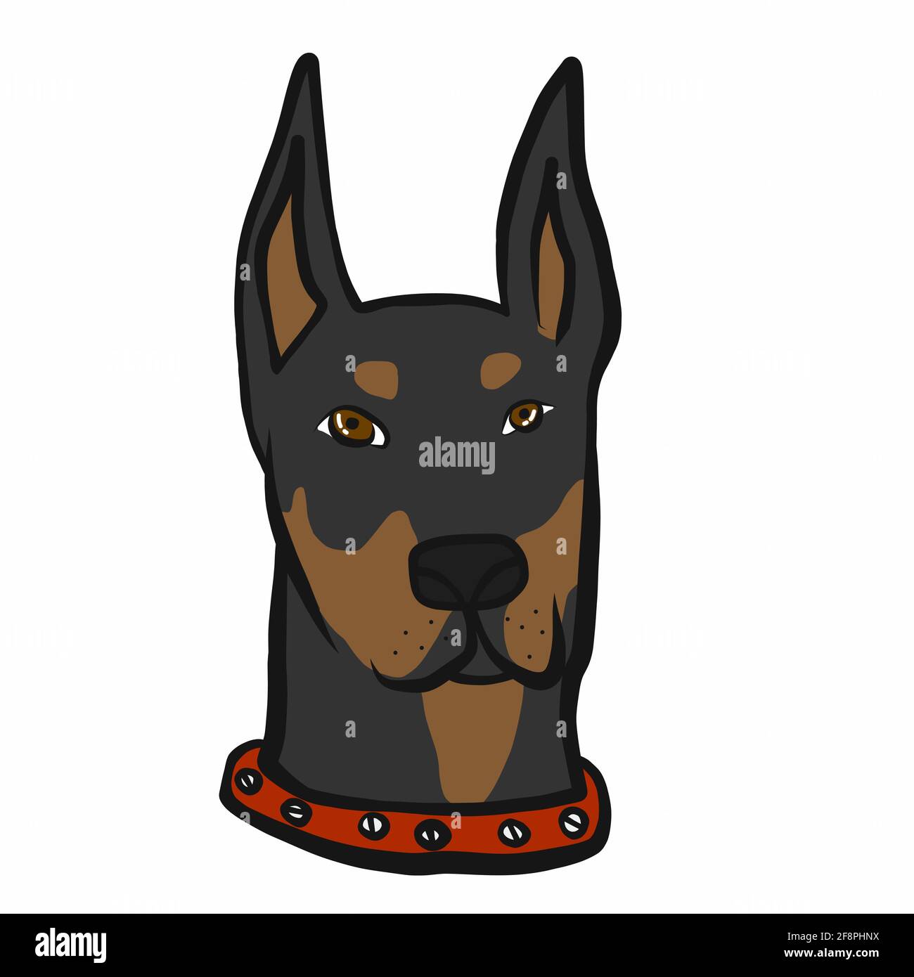 Dobermann Hundegesicht Cartoon Vektor Illustration Stock Vektor