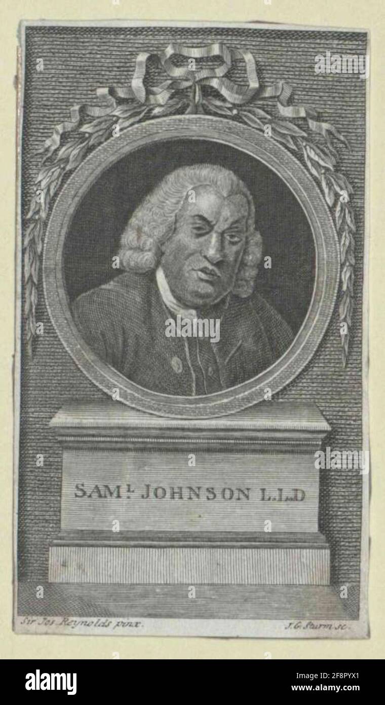 Johnson, Samuel Verlag: Dieterich, Johann Christianmaler: Reynolds, Joshuastecher: Sturm, Johann Georgverlagsort: Göttingen Stockfoto