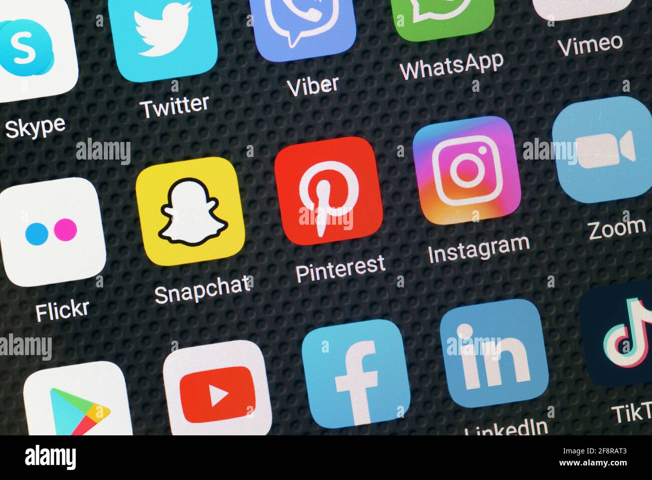 Social Media App Icons auf einem Smartphone Stockfoto