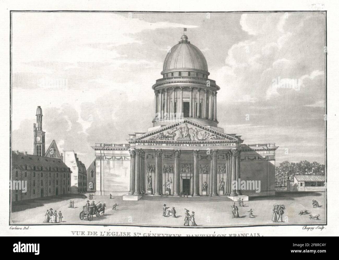 Blick auf die Kirche Ste. Genevieve, Französisches Pantheon. Begräbnis für die Mägen der großen Männer und Würdenträger des Imperium. Stockfoto