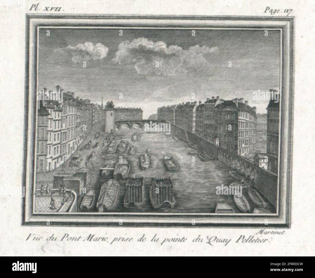 Blick auf die Pont Marie, aufgenommen von der Spitze des Quay Pelletier. Stockfoto