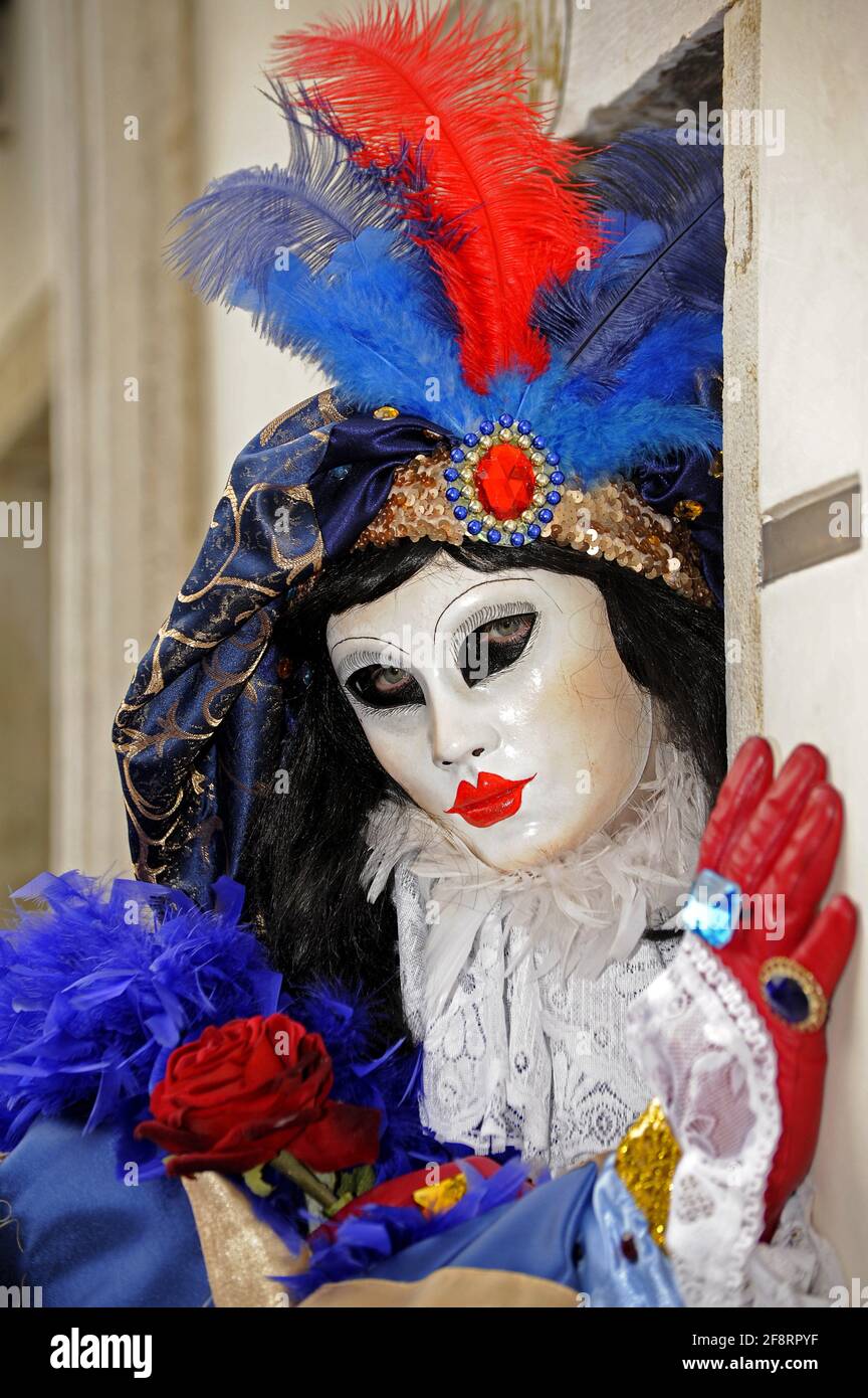 Karneval von Venedig, Person in Karnevalskostüm, Italien, Venedig Stockfoto