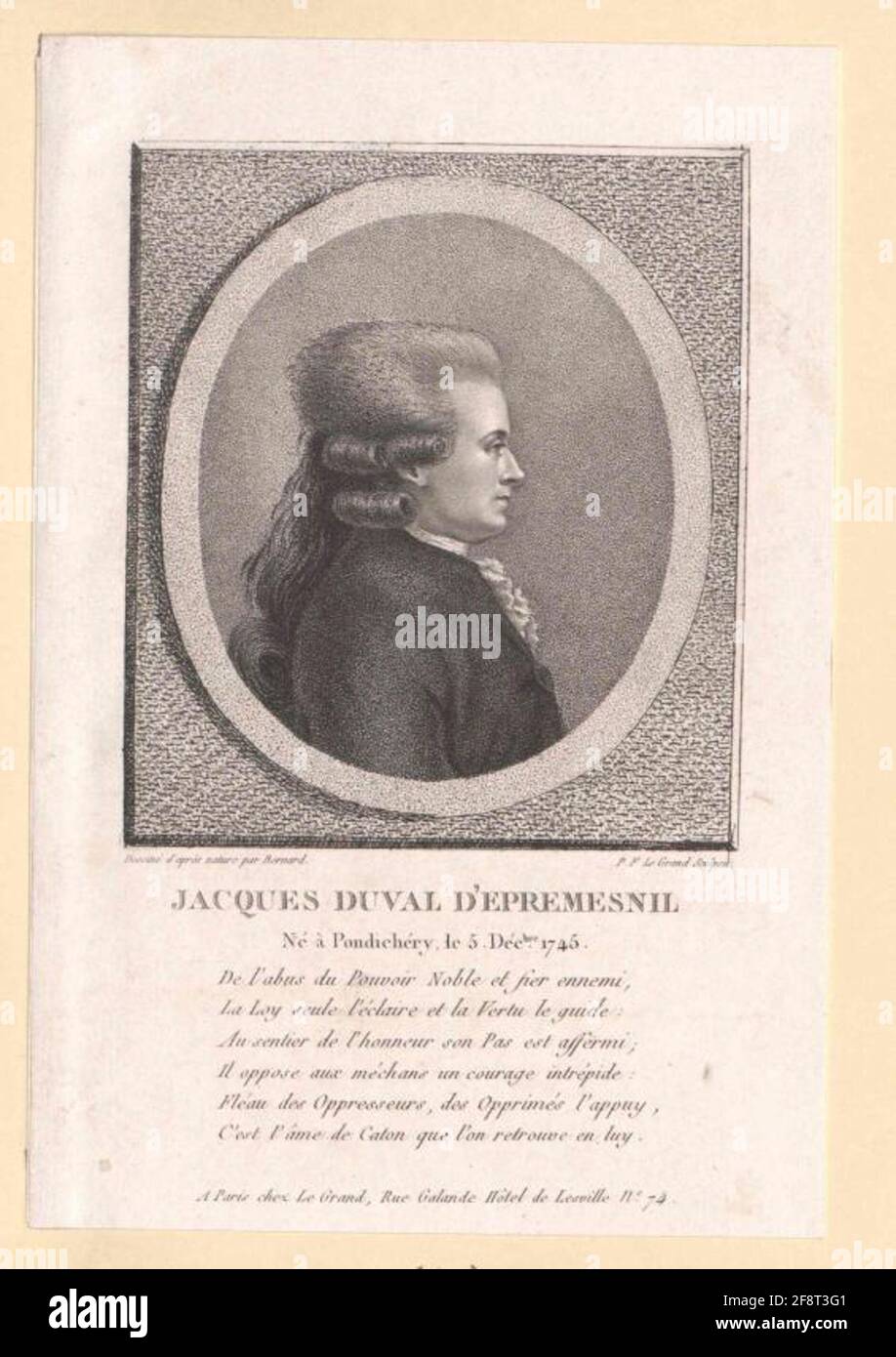 Spréménil, Jean Jacques Duval D '. Stockfoto