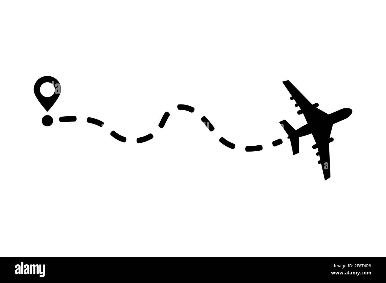 Flugzeug und seine Spur auf weißem Hintergrund. Vektorgrafik. Stock Vektor