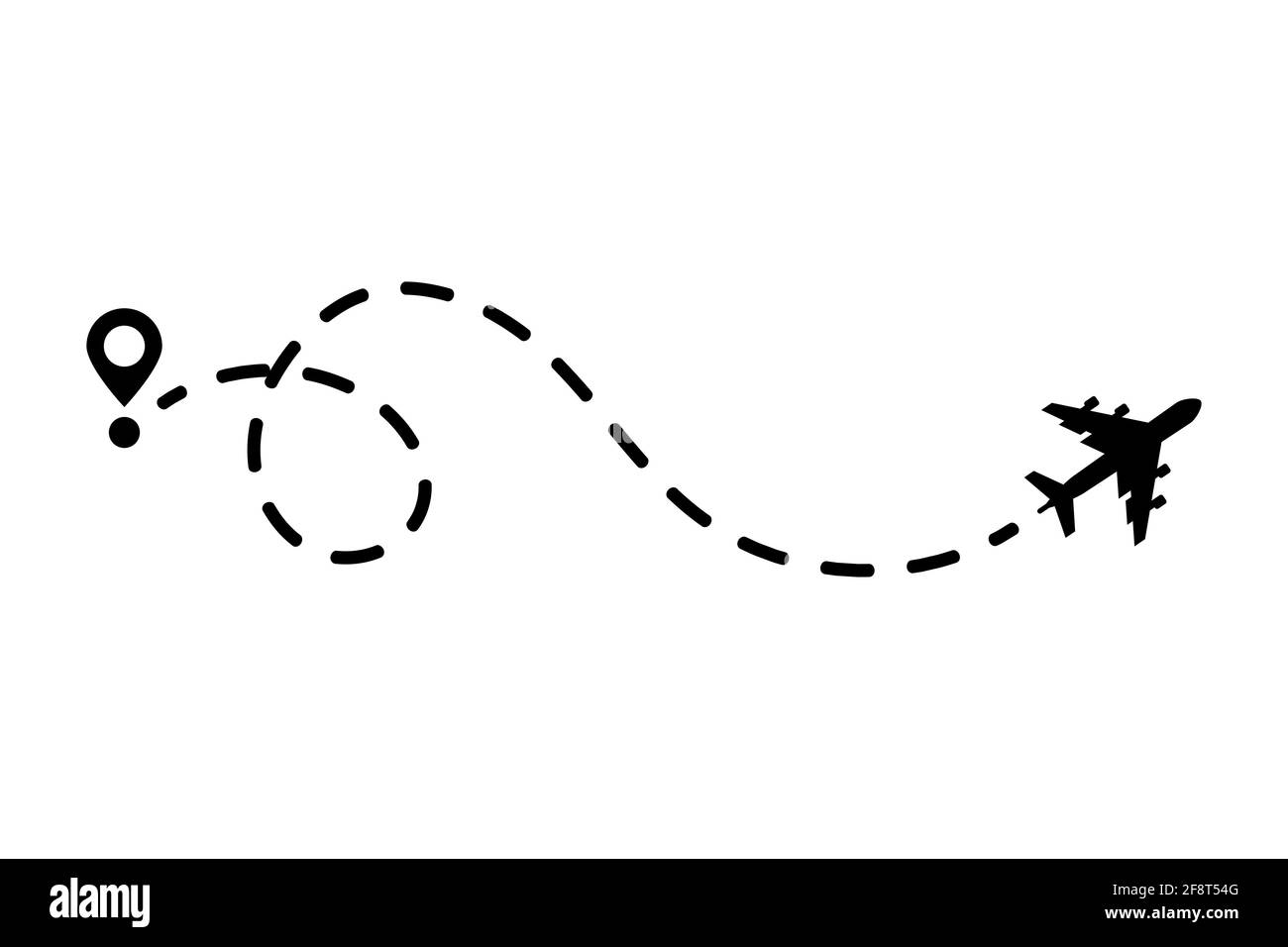 Flugzeug und seine Spur auf weißem Hintergrund. Vektorgrafik. Stock Vektor