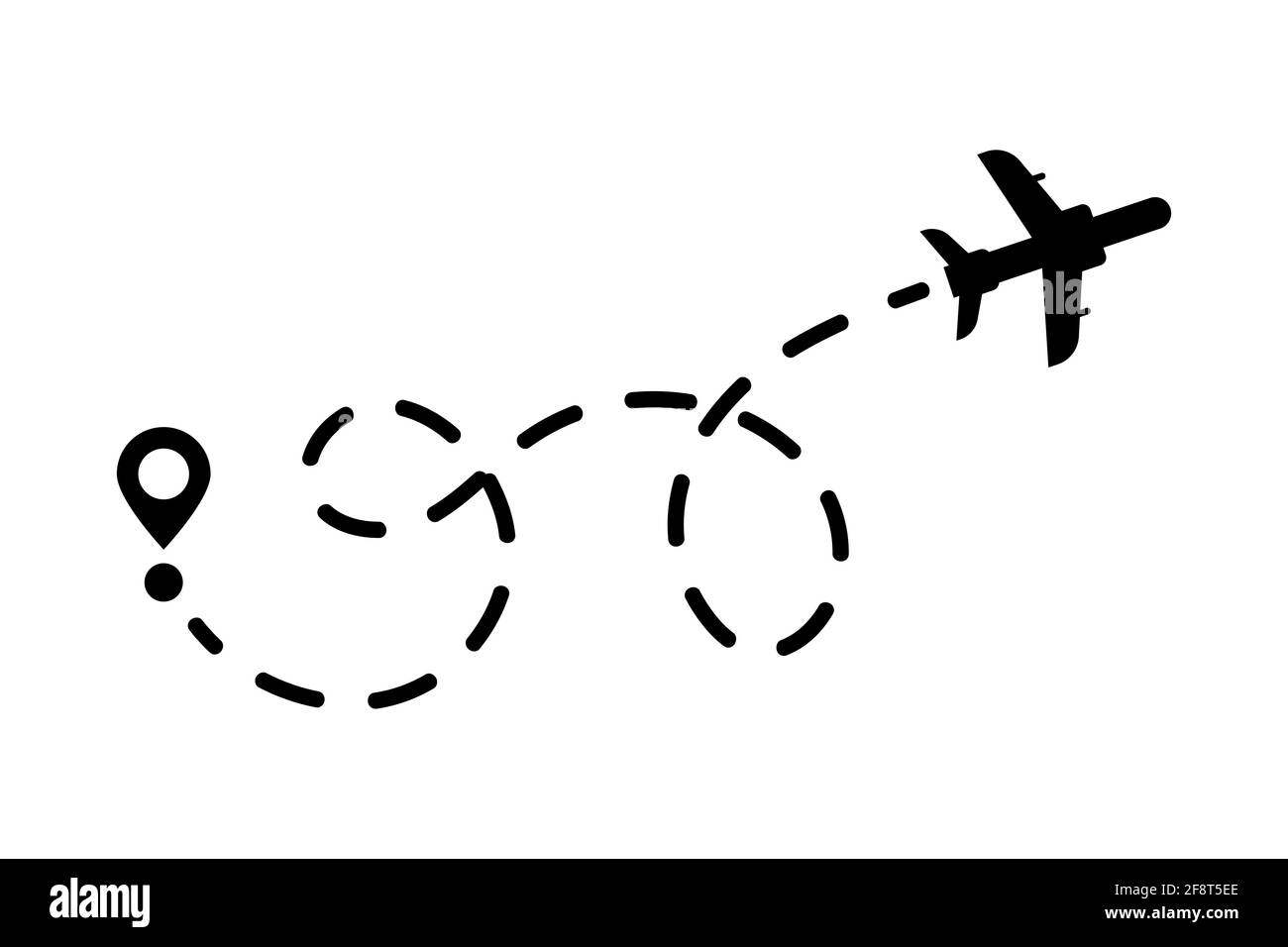 Flugzeug und seine Spur auf weißem Hintergrund. Vektorgrafik. Stock Vektor