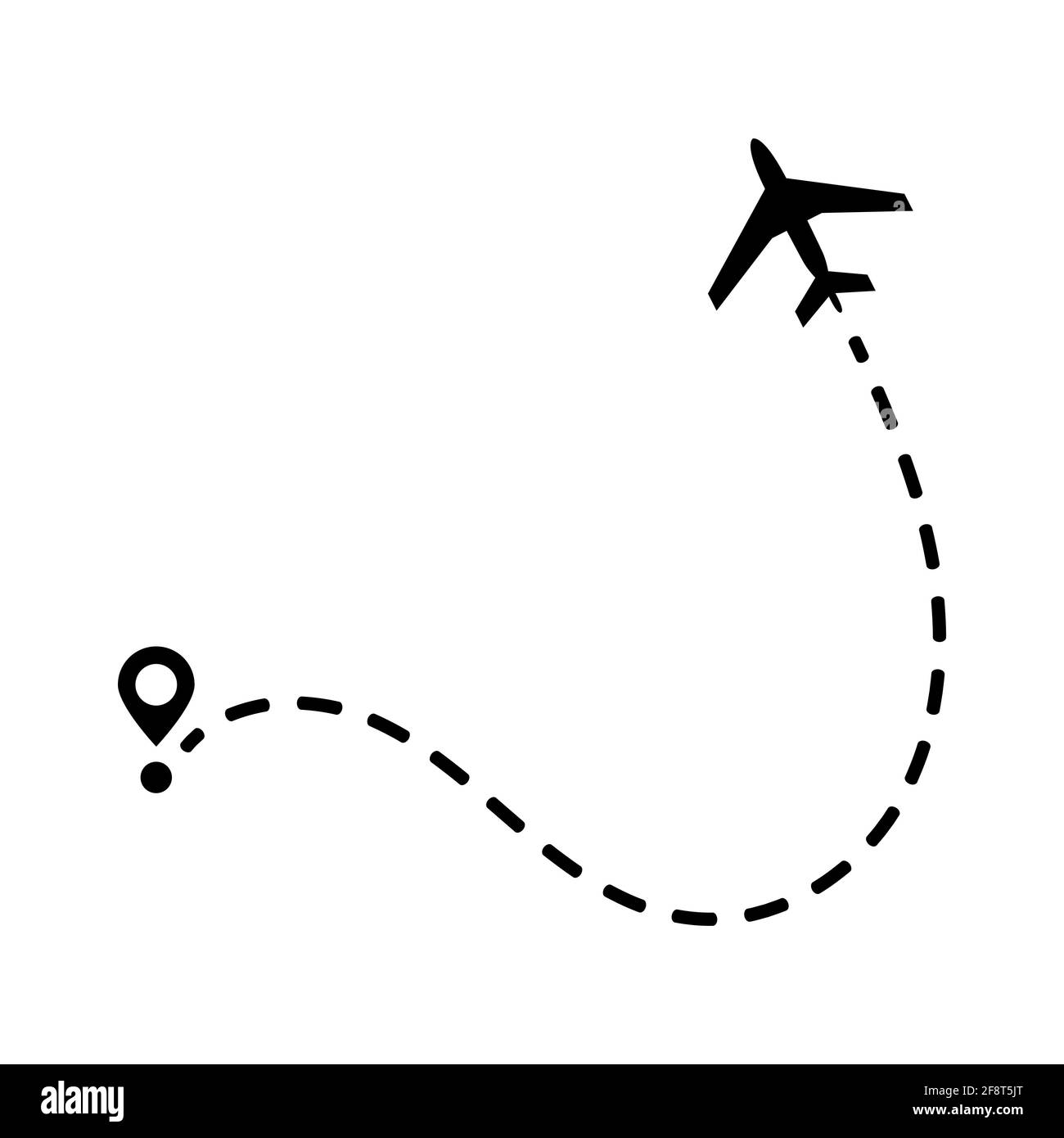 Flugzeug und seine Spur auf weißem Hintergrund. Vektorgrafik. Stock Vektor