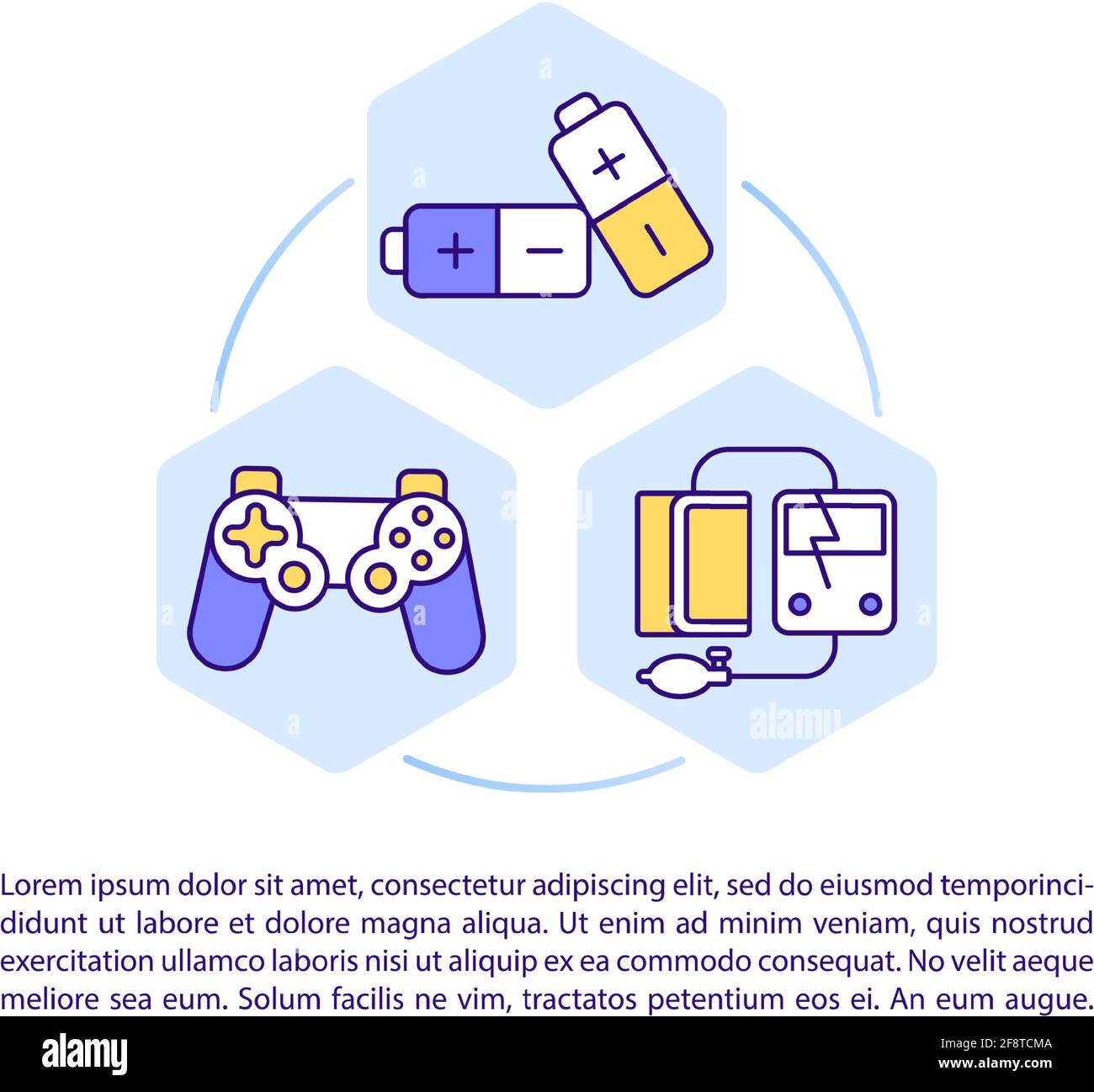 Symbole für elektronische Produktkonzepte mit Text Stock Vektor