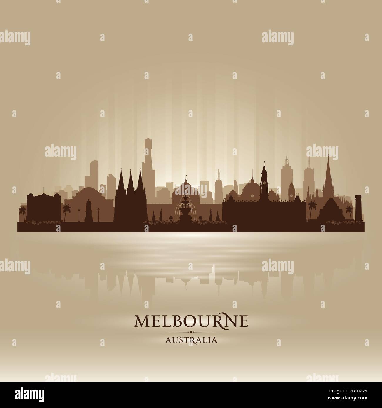 Abbildung der Skyline von Melbourne Australia mit Vektor-Silhouette Stock Vektor