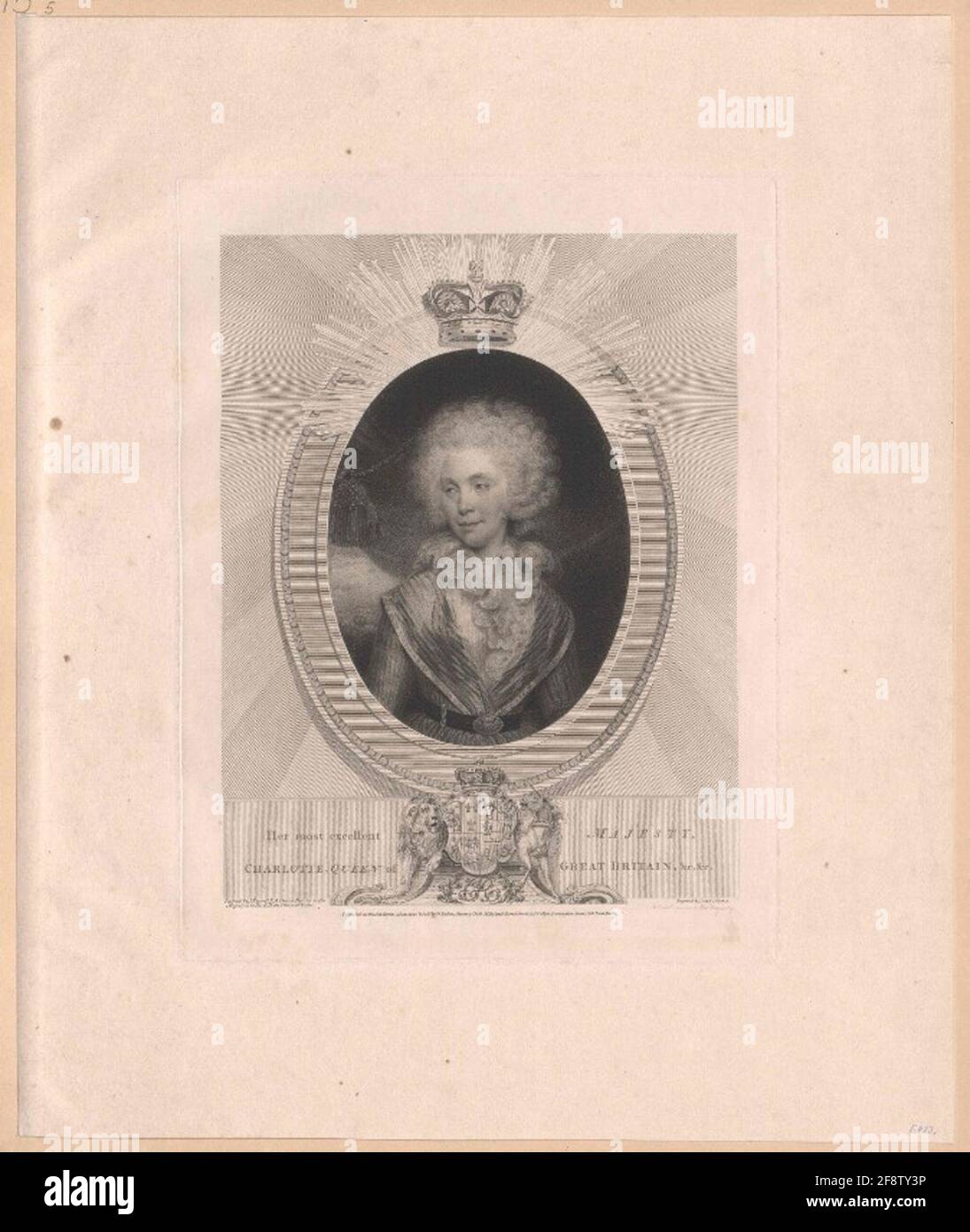 Sophie Charlotte, Prinzessin von Mecklenburg-Strelitz Schabküngerist: Collyer, JosephLeger: Collyer, JosephLeger: Thread, Williamblegeriner: Ryland, Maryverlaysort: London Stockfoto