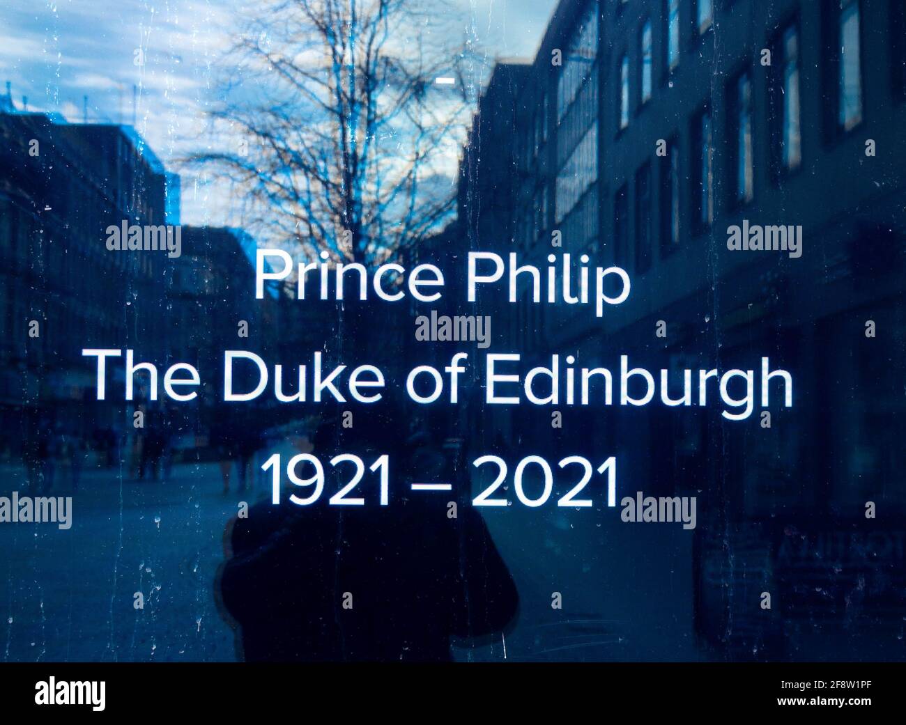 Eine Botschaft des Respekts für Prinz Philip in Liverpool Stockfoto