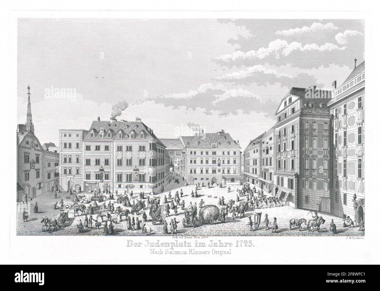 Der Judenplatz im Jahr 1725. Zum Original von Salomon Minder. Stockfoto