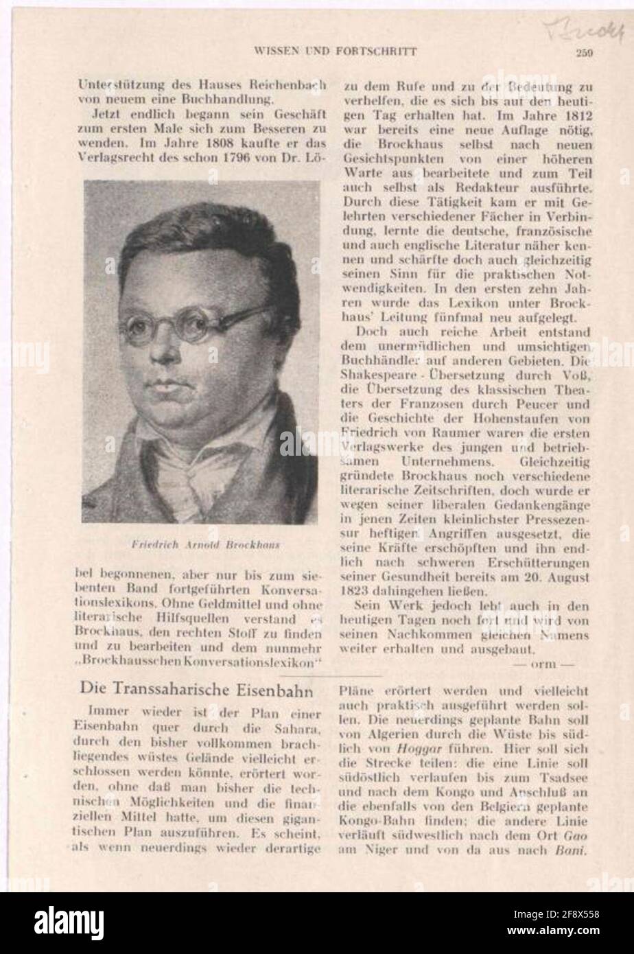 Brockhaus, Friedrich Arnold. Stockfoto