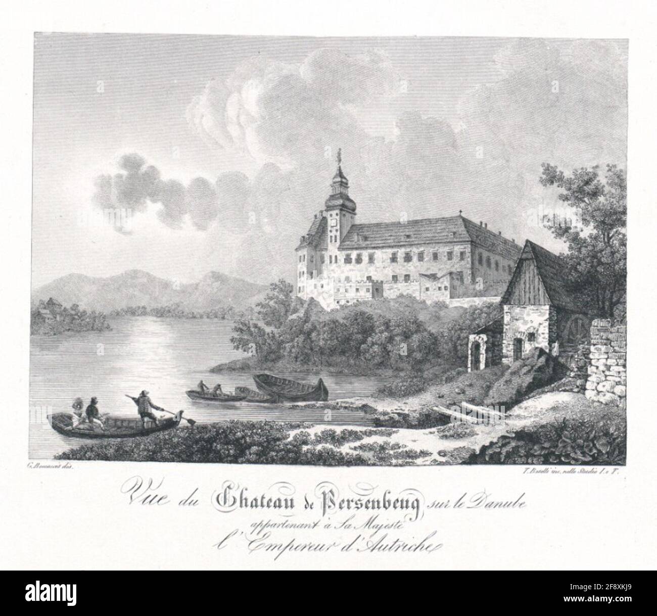 Blick auf das Schloss Persenbeug an der Donau gehörte Ihrer Majestät dem Kaiser von Österreich. Stockfoto