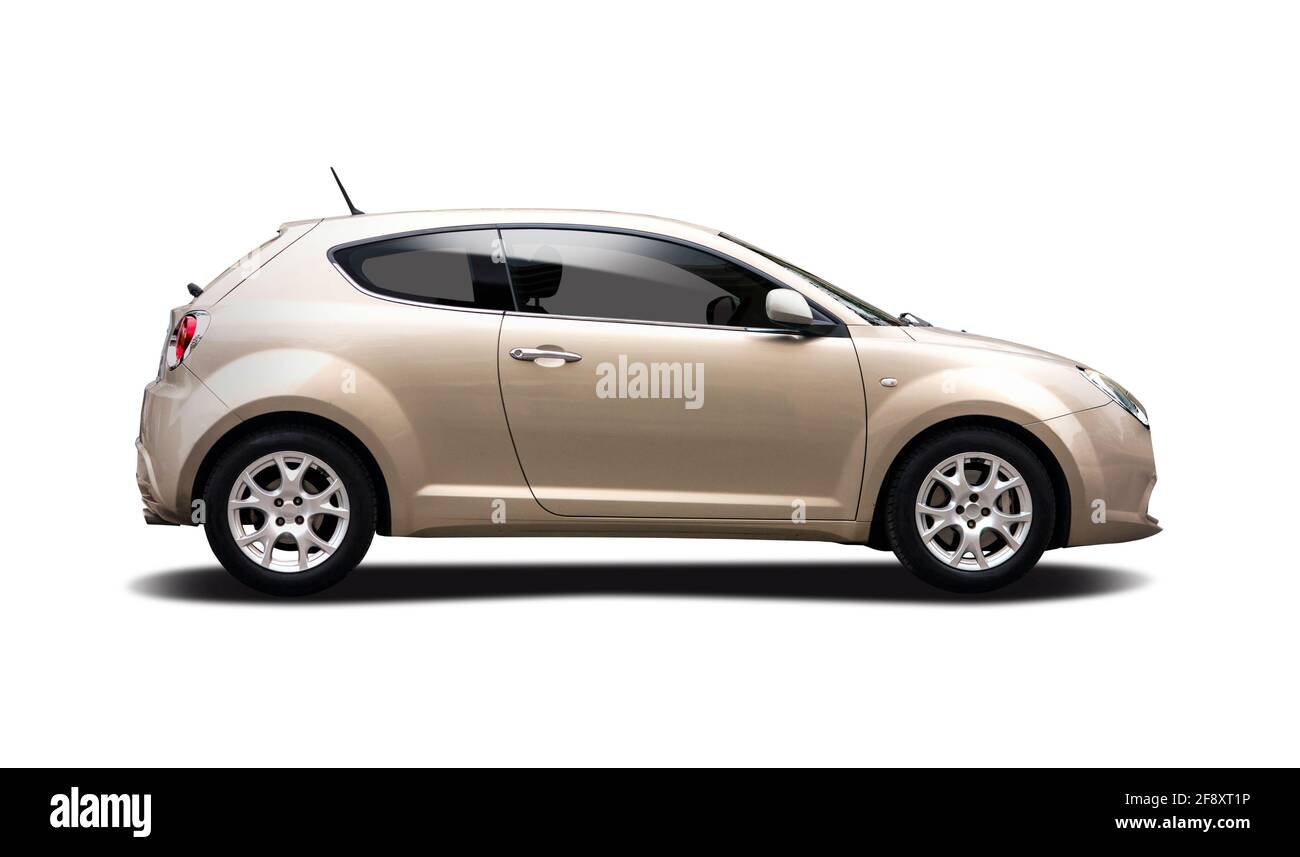 Italienische Sport Hatchback Auto Seitenansicht isoliert auf weißem Hintergrund Stockfoto