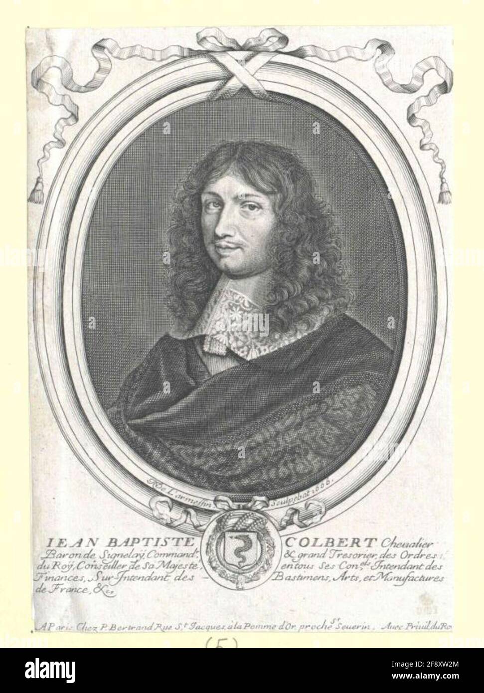 Colbert, Marquis de Seignelay, Jean Baptiste VERLEGER: Bertrand, Pierre (1600) STECHER: Larmessin, Nicolas de (3) Verlagsort: Paris Stockfoto