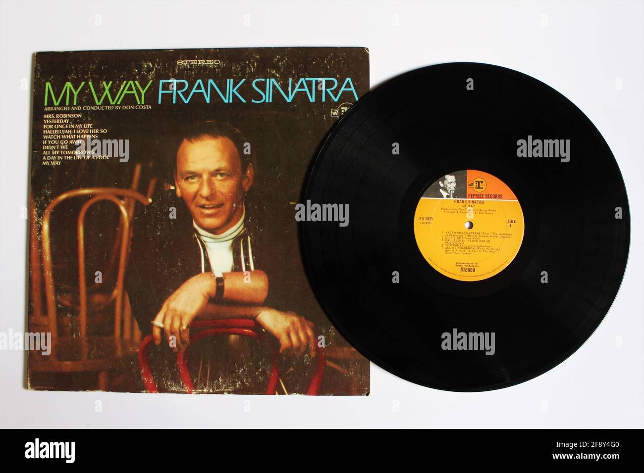 Swing, Jazz, Swing und traditioneller Pop-Künstler Frank Sinatra Musikalbum auf Vinyl-Schallplatte. Mit Dem Titel: My Way Stockfoto