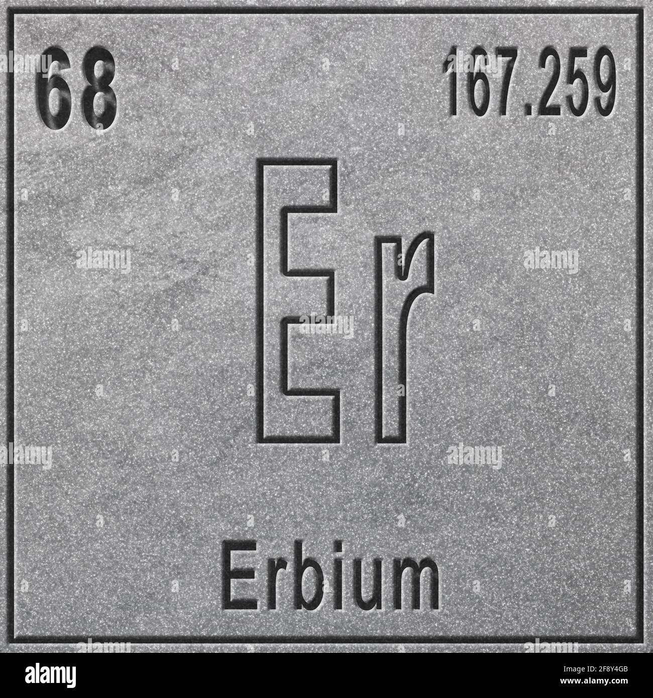 Erbium Chemisches Element Zeichen Mit Ordnungszahl Und Atomgewicht Periodensystem Silberner Hintergrund Stockfotografie Alamy