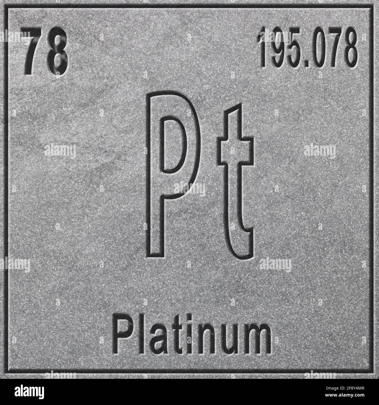 Platin-chemisches Element, Zeichen mit Ordnungszahl und Atomgewicht,  Periodensystem-Element, silberner Hintergrund Stockfotografie - Alamy