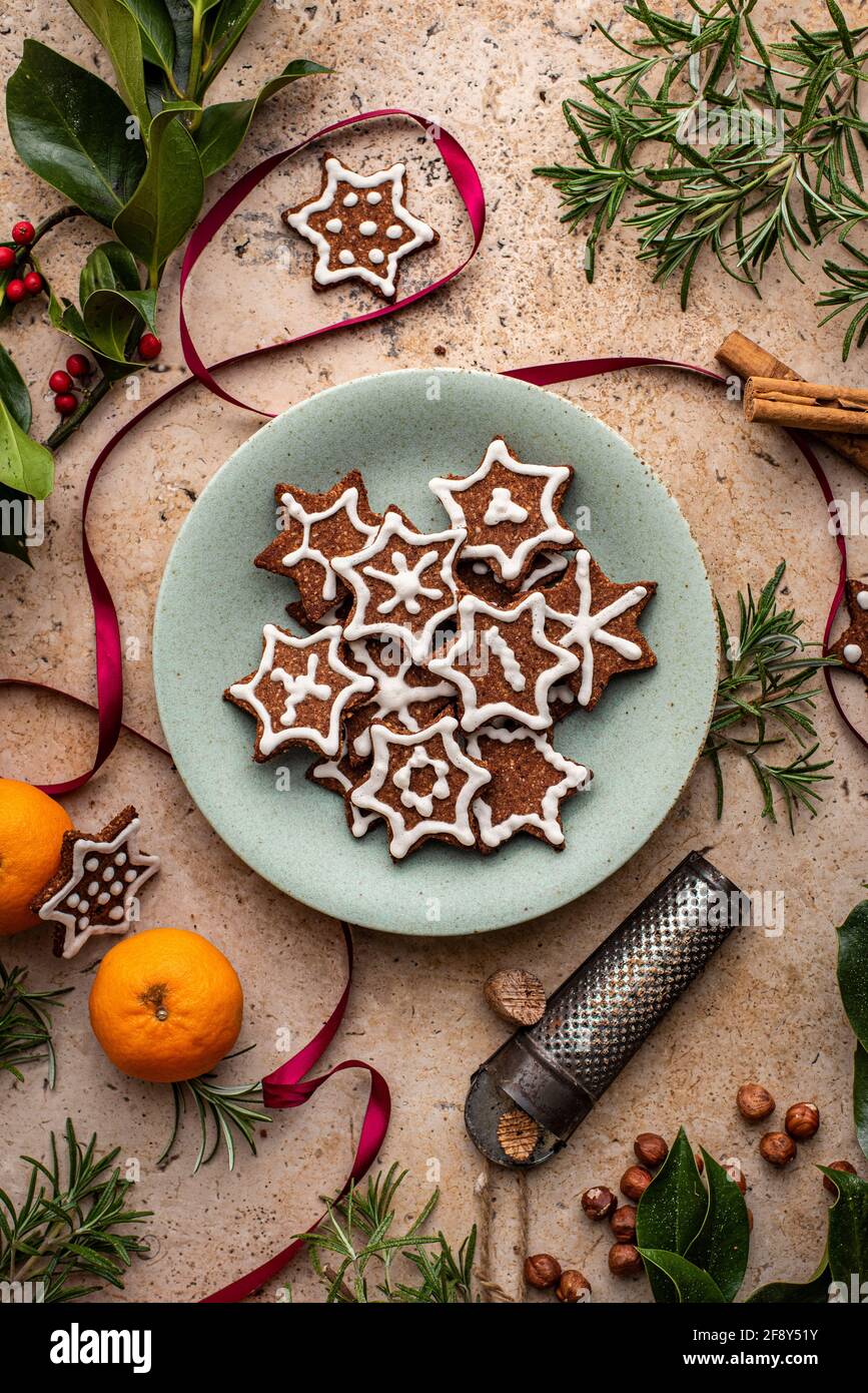 Gluten Free Lebkuchen Sterne für Weihnachten Stockfoto