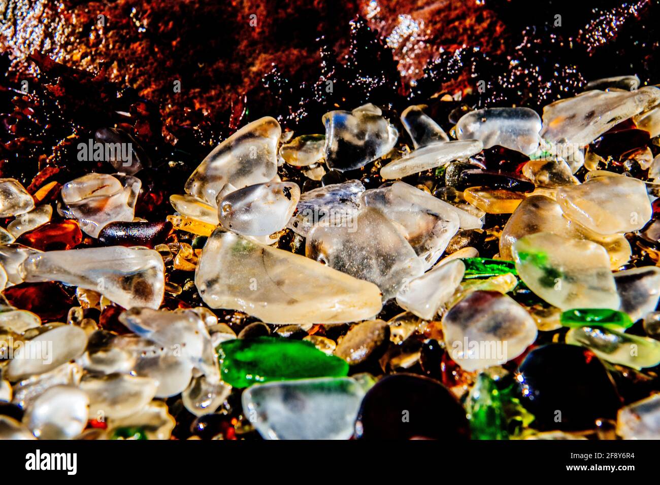 Meeresglas am Glasstrand, Fort Bragg, Kalifornien, USA Stockfoto