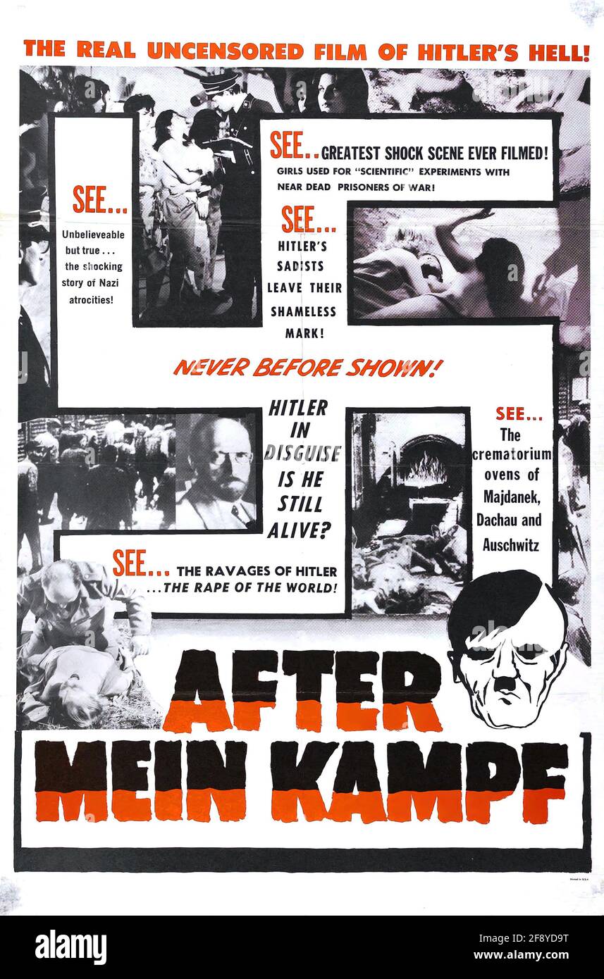 Ein Vintage Filmplakat für After Mein Kampf über die Realität der Nazi-Herrschaft Stockfoto