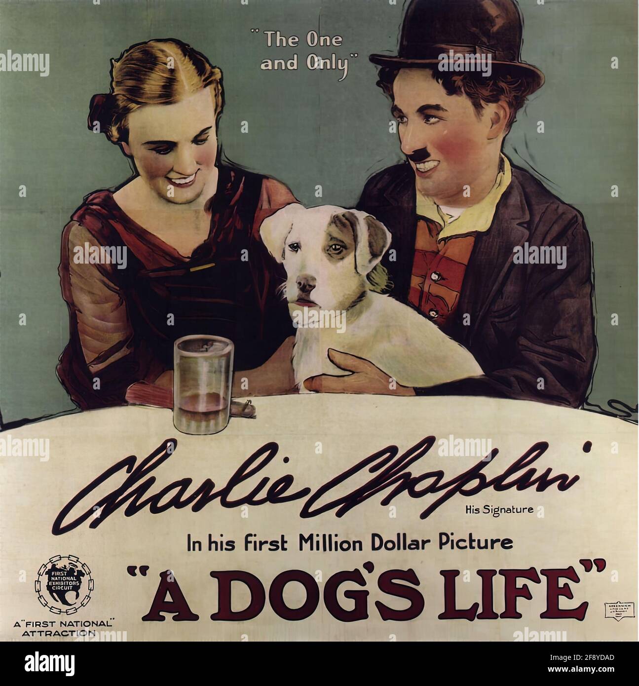 Ein Vintage-Filmplakat für Charlie Chaplins LEBEN EINES Hundes Stockfoto