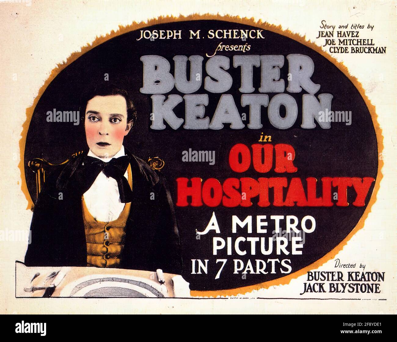 Ein Vintage-Filmposter für Buster Keatons „Our Hospitality“ Stockfoto