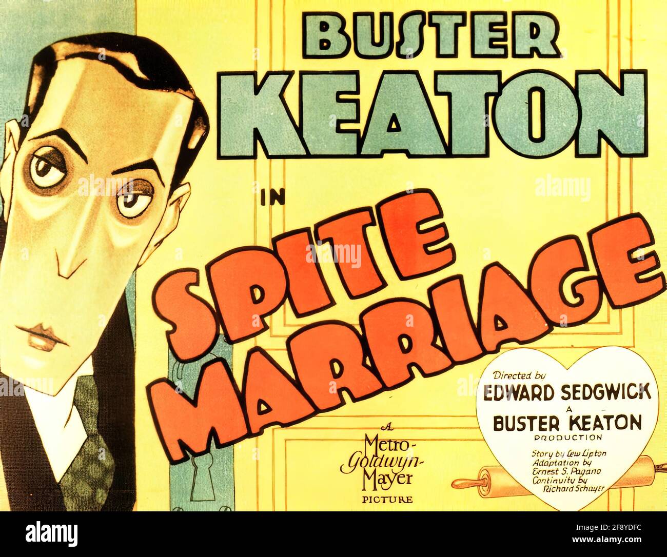 Ein Vintage-Filmplakat für Buster Keatons Trotz Ehe Stockfoto