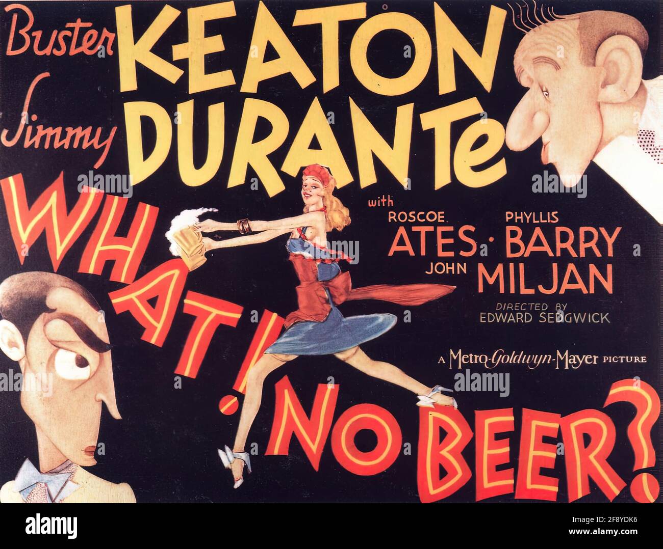 Ein Vintage-Filmplakat für Buster Keatons What No Beer? Stockfoto