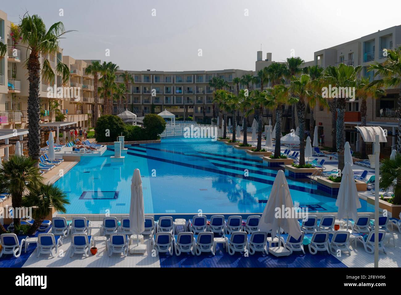 Hotel- Und Poolbereich, Turgutreis, Mugla, Bodrum, Türkei Stockfoto