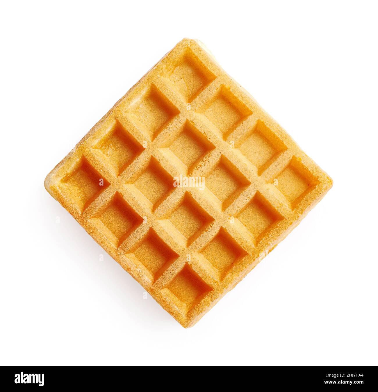 Waffel isoliert auf weißem Hintergrund. Blick von oben auf Waffel. Stockfoto