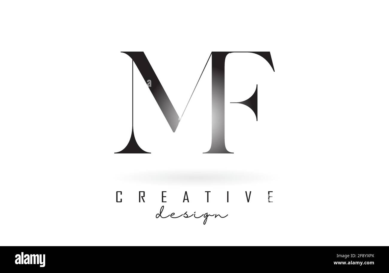 MF m f Letter Design Logo-Logo-Konzept mit Serifenschrift und elegantem Stil. Symbol für Vektorgrafik mit den Buchstaben M und F. Stock Vektor