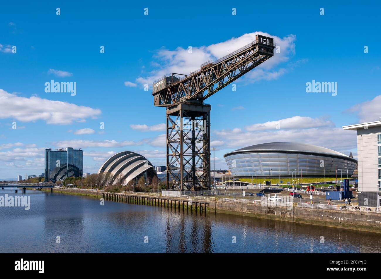 SEC, SSE Hydro & Clydeport Crane, Glasgow, Schottland, Großbritannien Stockfoto