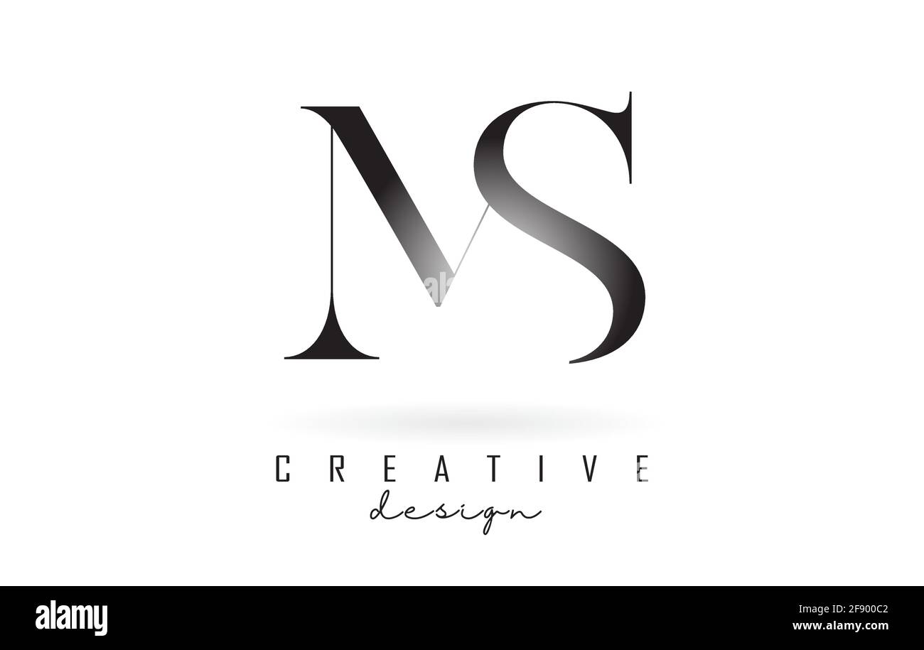 MS m S Buchstabendesign Logo-Logo-Konzept mit Serifenschrift und elegantem Stil. Symbol für Vektorgrafik mit den Buchstaben M und s. Stock Vektor