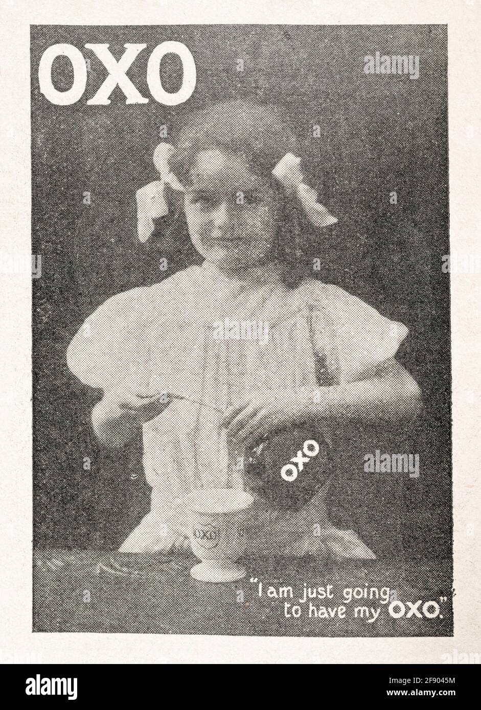 Alte viktorianische Zeitungspapier Oxo Food-Werbung von 1907 - Standards für die Vorwerbung. Werbung für alte Lebensmittel, edwardianische Lebensmittel. Stockfoto