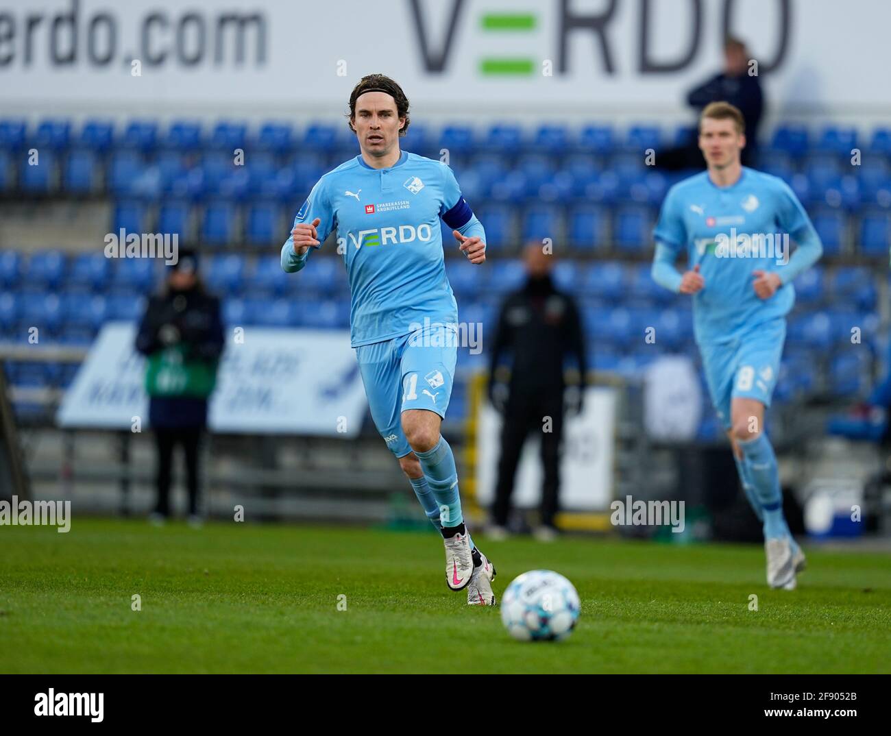 Randers Stadium, Randers, Dänemark. April 2021. Erik Marxen vom Randers FC während der Aarhus BK im Randers Stadium, Randers, Dänemark. Kim Price/CSM/Alamy Live News Stockfoto