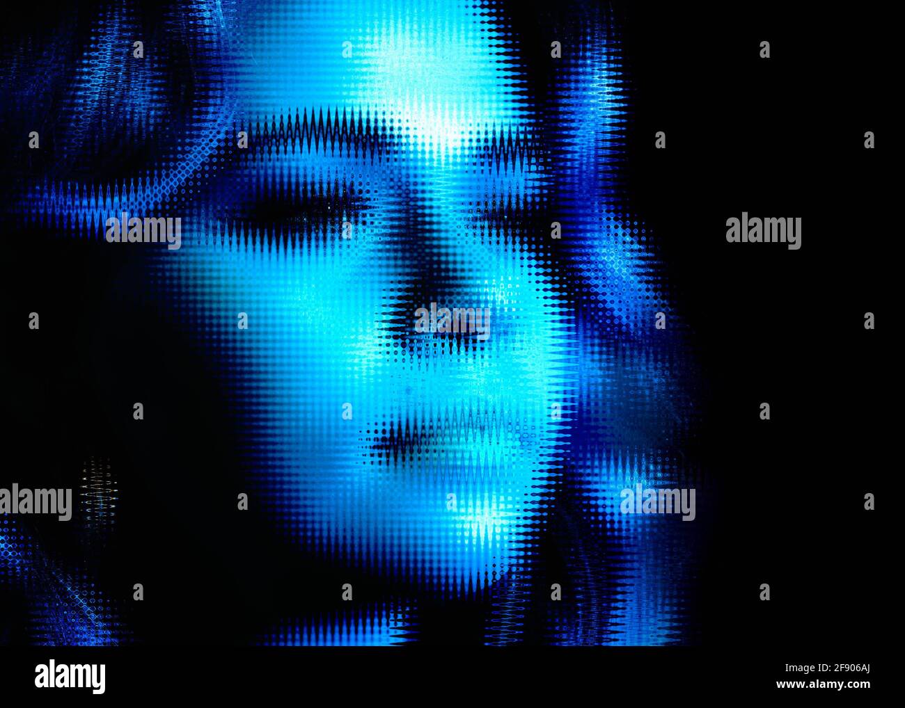 Verzerrtes pixeliertes Porträt einer schönen jungen Frau Stockfoto