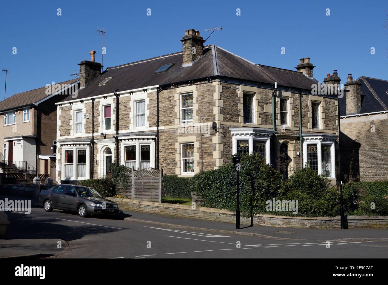 Grundstück an der Whirlowdale Road, Millhouses Sheffield England, Steinhaus Stockfoto