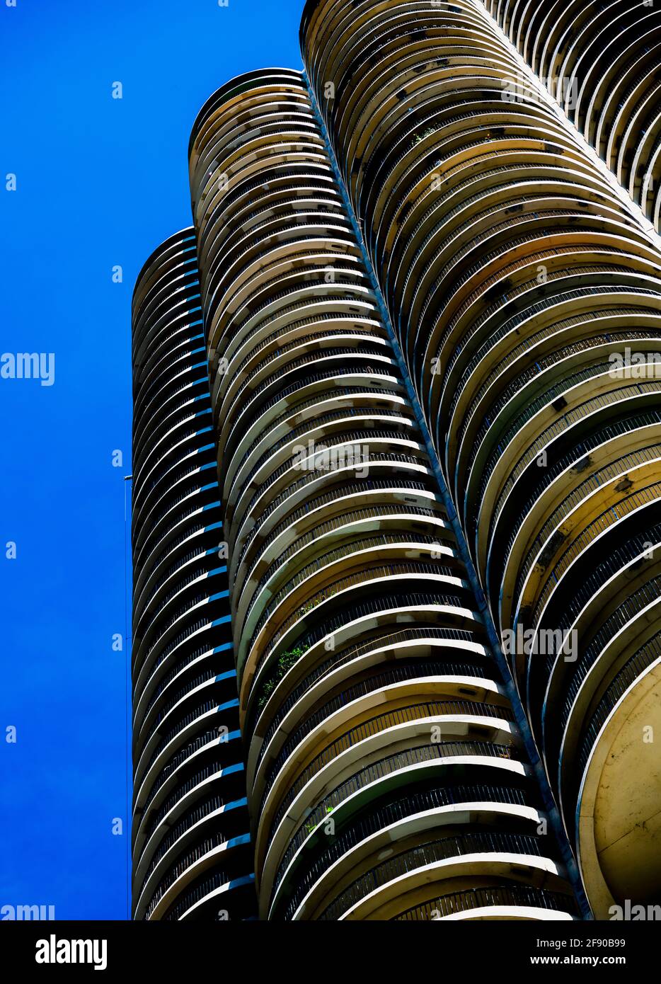 Blick auf den Wolkenkratzer der Marina Towers, Chicago, Illinois, USA Stockfoto