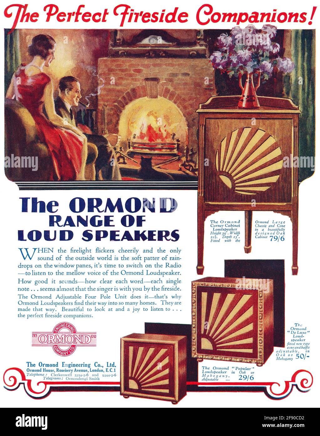 1930 Britische Werbung für Ormond Lautsprecher. Stockfoto